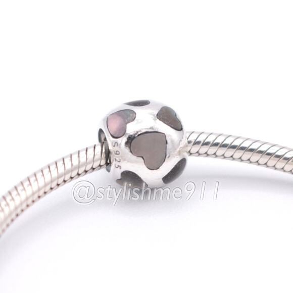 Authentic PANDORA Love Me Black Mother of Pearl Charm - 790398MPB - Picture 4 of 9